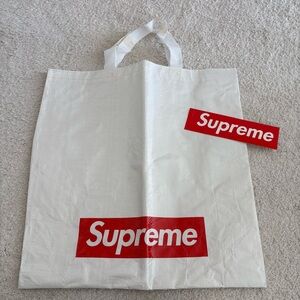 Supreme White Tote Bag and Box Logo Sticker